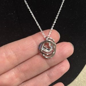 Old Rubin sterling silver hearts necklace with crystals nWT